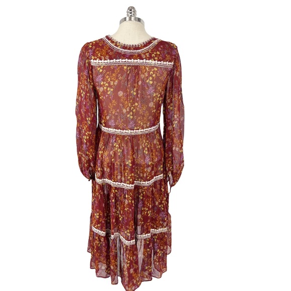 Free People Small Floral Embroidered Sheer‎ Cottage Hippie Boho Duster Dress - Picture 3 of 8